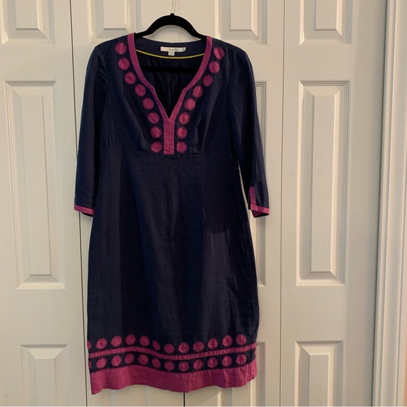 Boden Dresses & Skirts - Boden 100% Linen Blue and Pink Dress